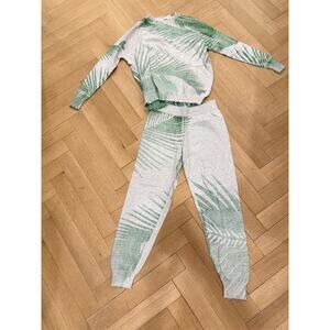 Minnie Rose - Matching Grey Sweatshirt and Sweaptants with leaf design  (XS)